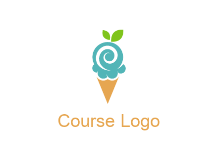 Ice cream with leaves icon