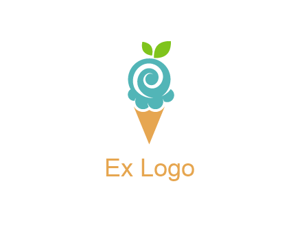 Ice cream with leaves icon