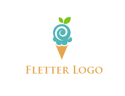 Ice cream with leaves icon