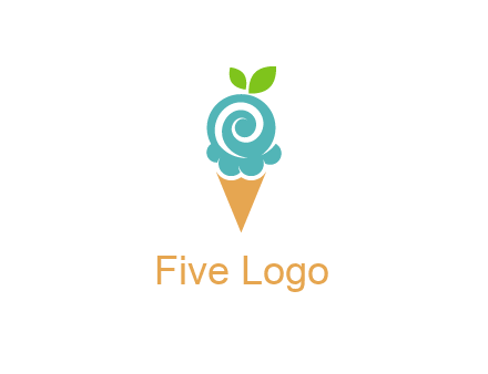 Ice cream with leaves icon