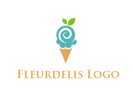 Ice cream with leaves icon