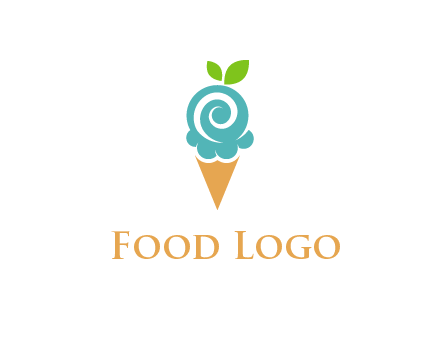 Ice cream with leaves icon