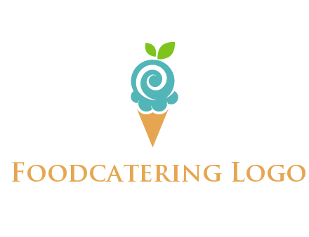 Ice cream with leaves icon