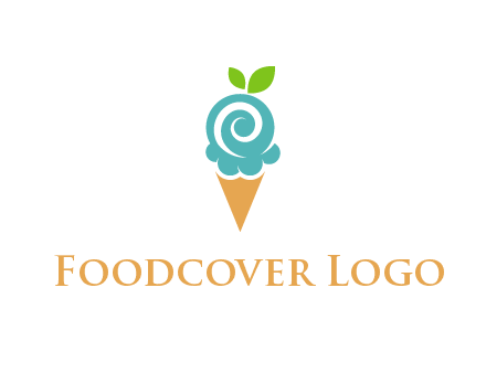 Ice cream with leaves icon