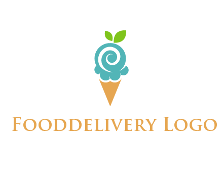 Ice cream with leaves icon