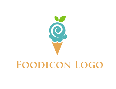 Ice cream with leaves icon