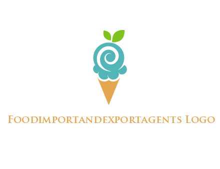 Ice cream with leaves icon