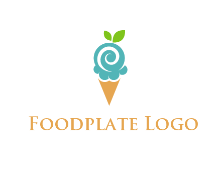 Ice cream with leaves icon