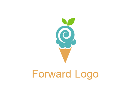 Ice cream with leaves icon