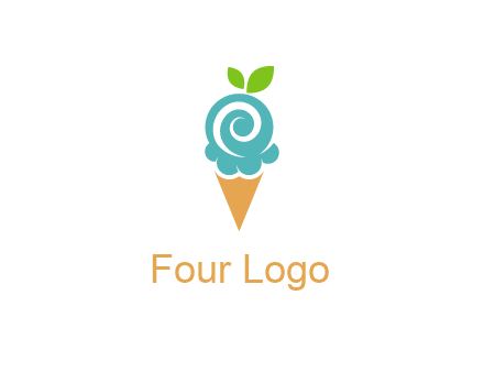 Ice cream with leaves icon