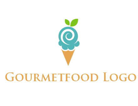 Ice cream with leaves icon