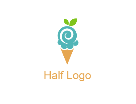 Ice cream with leaves icon
