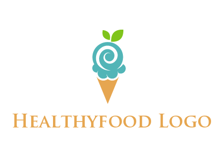Ice cream with leaves icon