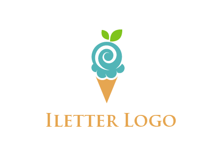 Ice cream with leaves icon