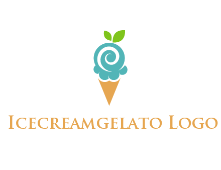 Ice cream with leaves icon