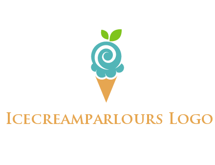 Ice cream with leaves icon