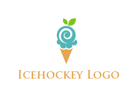 Ice cream with leaves icon
