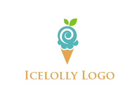 Ice cream with leaves icon