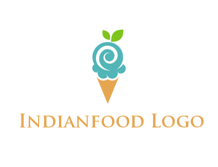 Ice cream with leaves icon