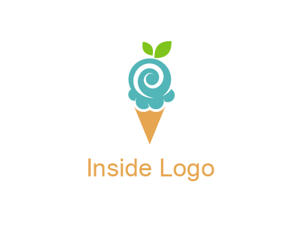 Ice cream with leaves icon