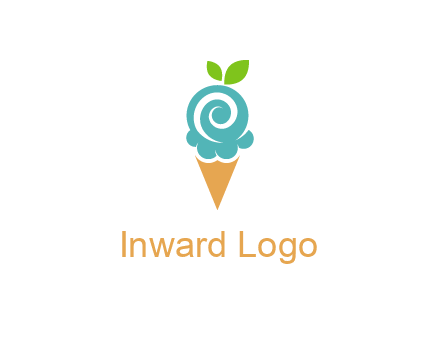 Ice cream with leaves icon