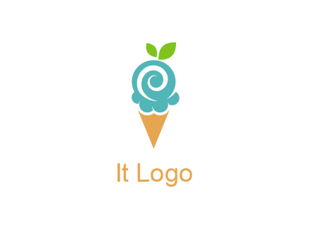 Ice cream with leaves icon