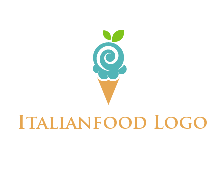 Ice cream with leaves icon