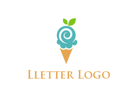 Ice cream with leaves icon