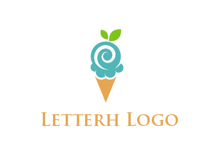 Ice cream with leaves icon