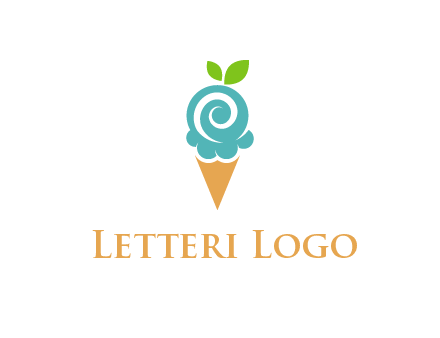Ice cream with leaves icon