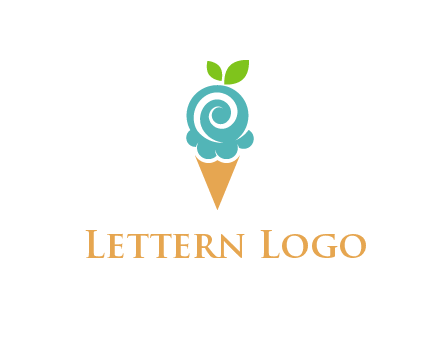 Ice cream with leaves icon