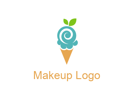 Ice cream with leaves icon