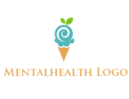 Ice cream with leaves icon