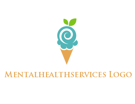 Ice cream with leaves icon