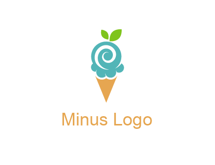 Ice cream with leaves icon
