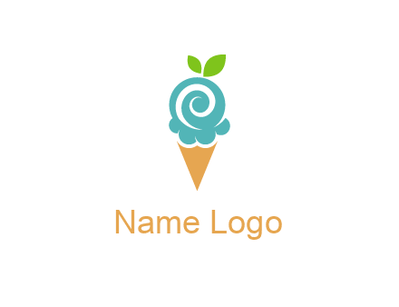 Ice cream with leaves icon