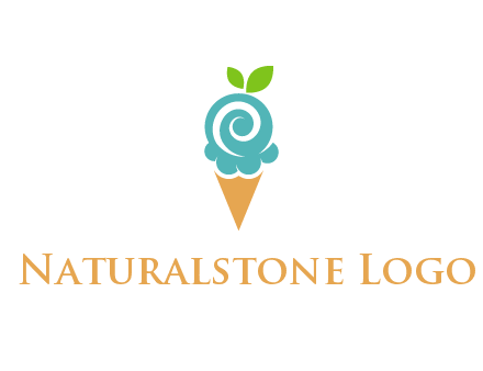 Ice cream with leaves icon