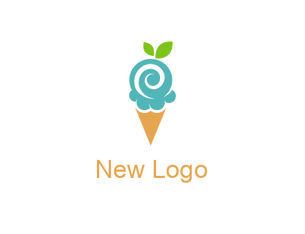 Ice cream with leaves icon