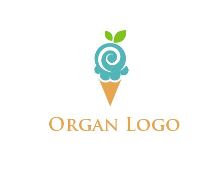 Ice cream with leaves icon