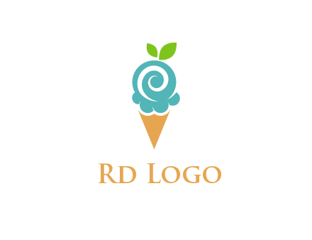 Ice cream with leaves icon