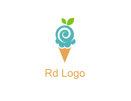 Ice cream with leaves icon