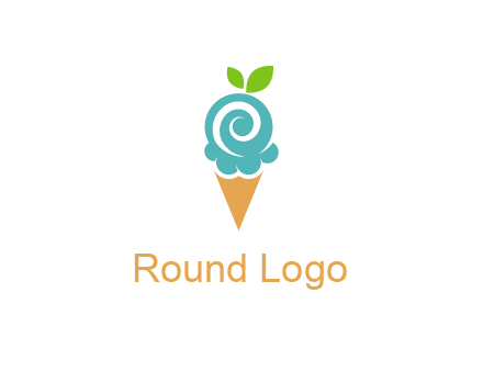 Ice cream with leaves icon