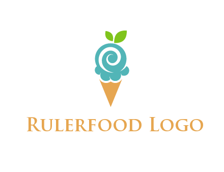Ice cream with leaves icon