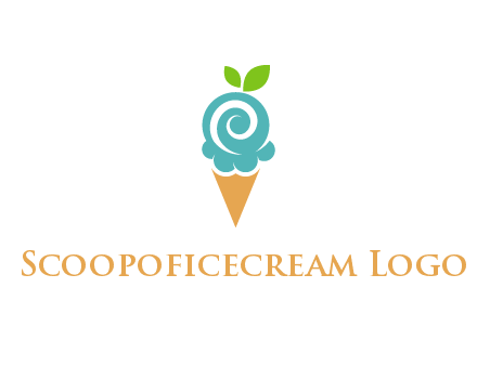 Ice cream with leaves icon