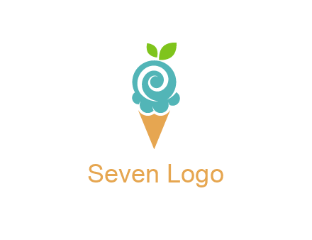 Ice cream with leaves icon