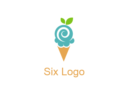 Ice cream with leaves icon