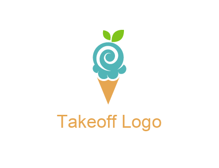 Ice cream with leaves icon