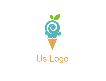 Ice cream with leaves icon
