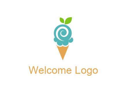 Ice cream with leaves icon
