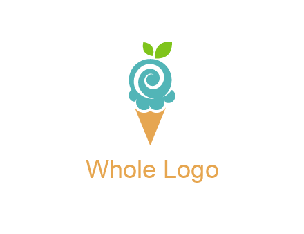 Ice cream with leaves icon